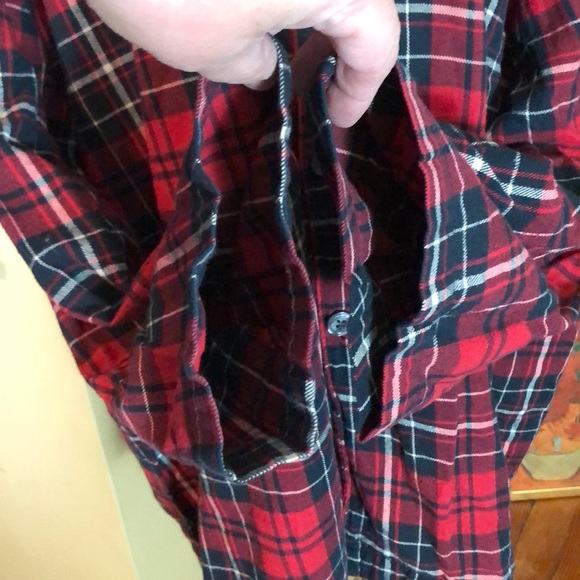 RALPH LAUREN size L/XL Plaid Cotton Flannel ButtonFront Sleep Shirt Cozy Cabin - Picture 10 of 11